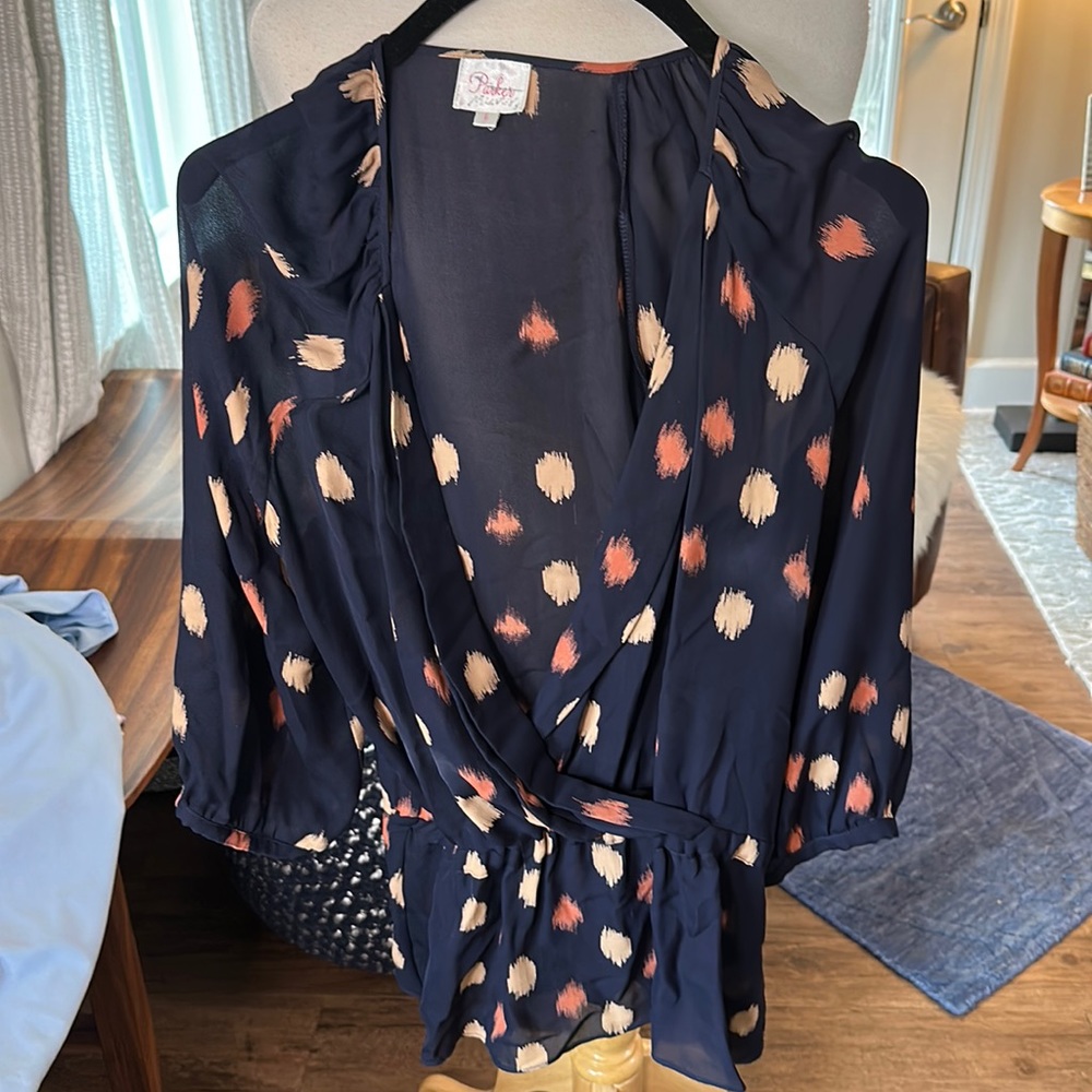 Parker silk blouse peplum size large